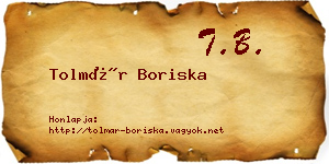 Tolmár Boriska névjegykártya